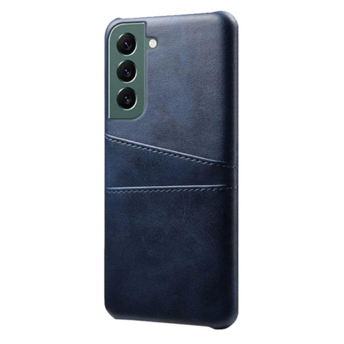 Bild 2,  Samsung Galaxy S24 Läderbelagt Skal Med Kortfack Blå - Teknikhallen.se