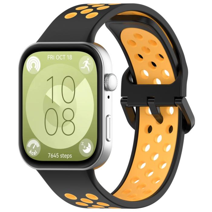 Bild 4,  Huawei Watch Fit 3 Sportarmband Dual-Color Svart/Orange - Teknikhallen.se