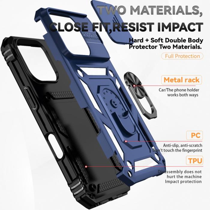 Bild 5,  iPhone 16 Pro Skal CamShield Ring Hybrid Blå - Teknikhallen.se