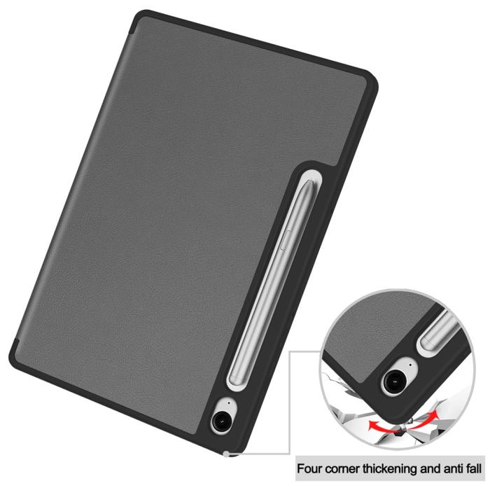 Bild 6,  Samsung Galaxy Tab S10 Lite Fodral Tri-Fold Pennhållare Grå - Teknikhallen.se