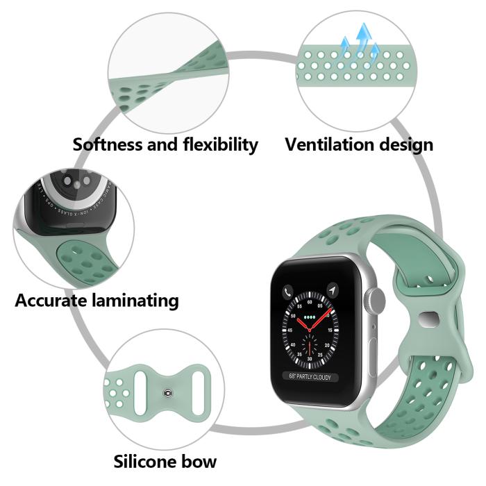 Bild 5, ColorPop Sportarmband Dual-Color Apple Watch 42/41/40/38 mm (M/L) Grön - Teknikhallen.se