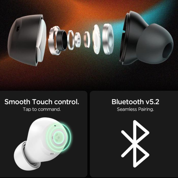 Bild 6, Spigen Spigen In-Ear Trådlösa Hörlurar AncPro Svart - Teknikhallen.se