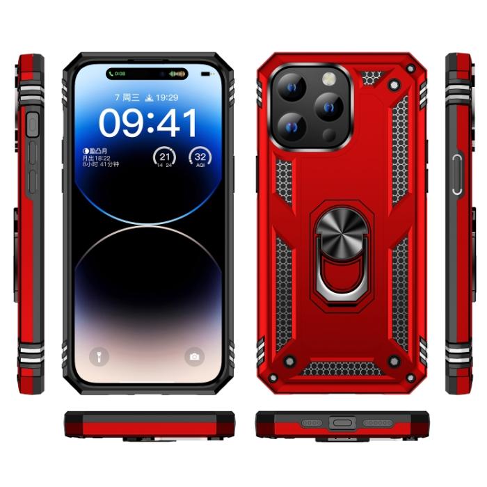 Bild 2,  iPhone 15 Pro Skal Hybrid Armor Ring Röd - Teknikhallen.se