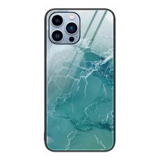  iPhone 15 Pro Skal Marmor H&auml;rdat Glas Green Ocean - Teknikhallen.se