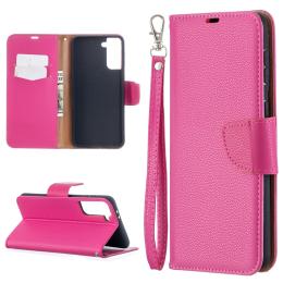  Samsung Galaxy S21 Plus - Litchi Shark Fodral - Rosa - Teknikhallen.se