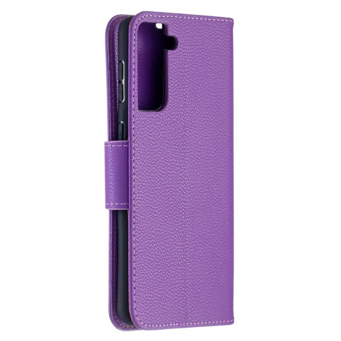 Bild 3,  Samsung Galaxy S21 Plus - Litchi Shark Fodral - Lila - Teknikhallen.se