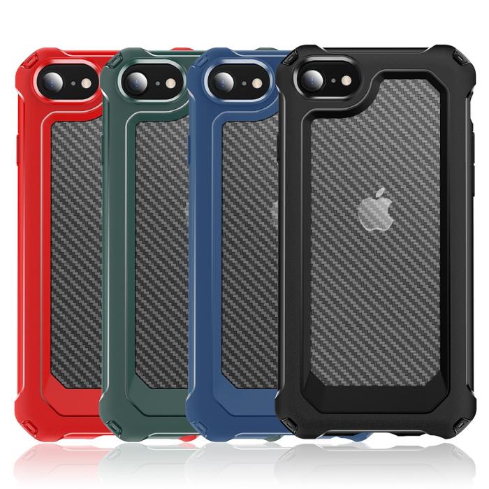 Bild 2,  iPhone 7/8/SE (2020/2022) - Shockproof Kolfiber Textur Skal - Blå - Teknikhallen.se