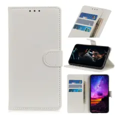 Samsung Galaxy S20 Ultra - Litchi Pl&aring;nboksfodral - Vit - Teknikhallen.se