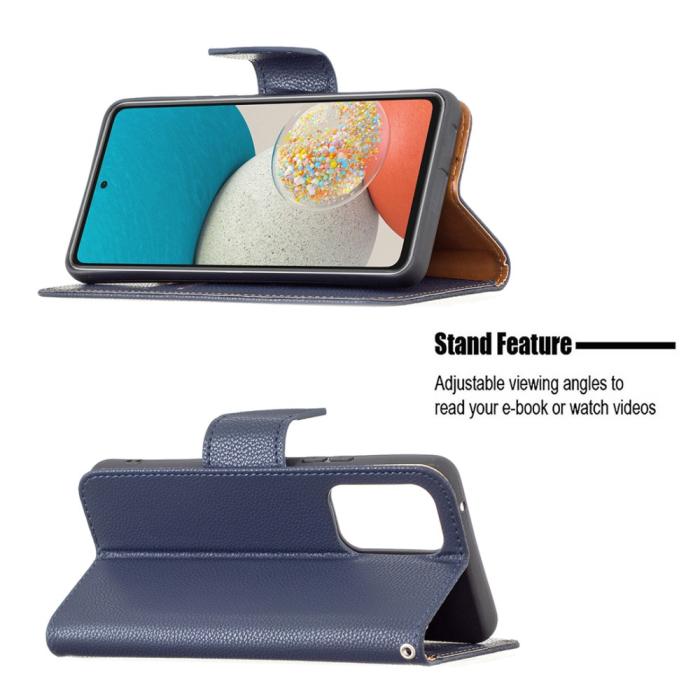 Bild 4,  Samsung Galaxy A53 5G Fodral Litchi Shark Läder Mörk Blå - Teknikhallen.se