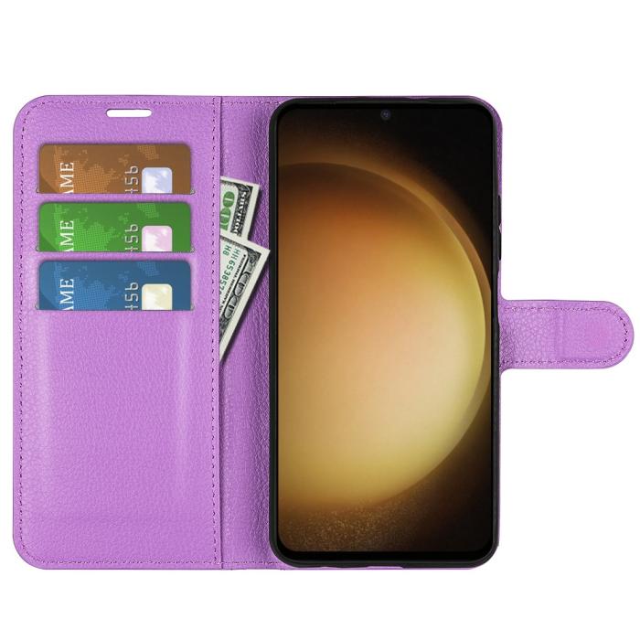 Bild 2,  Samsung Galaxy S24 Plus Fodral Litchi Textur Lila - Teknikhallen.se