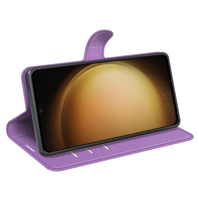 Bild 3,  Samsung Galaxy S24 Plus Fodral Litchi Textur Lila - Teknikhallen.se