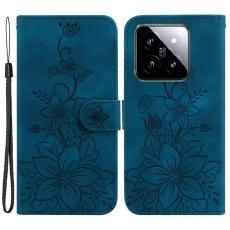  Xiaomi 14 Fodral Blommigt Tryck M&ouml;rk Bl&aring; - Teknikhallen.se