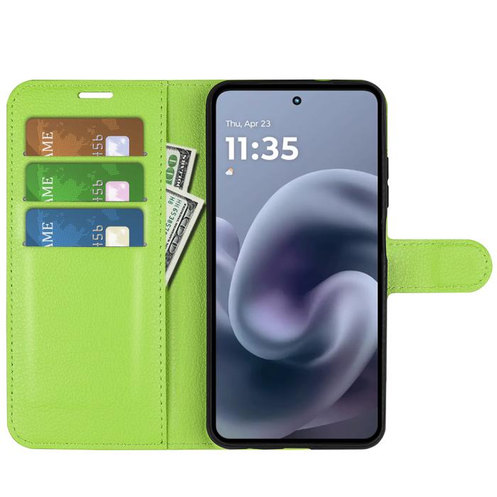 Bild 5,  Motorola Moto G86 5G Fodral Litchi Läder Grön - Teknikhallen.se