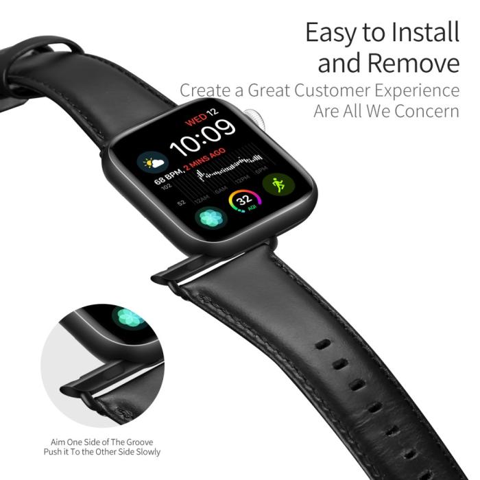 Bild 2, DUX DUCIS DUX DUCIS Apple Watch 38/40/41/42 mm Klockarmband Äkta Läder Svart - Teknikhallen.se