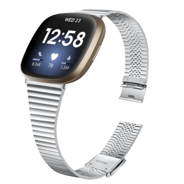 Bild 2,  Fitbit Versa 4/Sense 2 Klockarmband Metall Silver - Teknikhallen.se