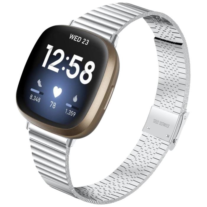 Bild 4,  Fitbit Versa 4/Sense 2 Klockarmband Metall Silver - Teknikhallen.se