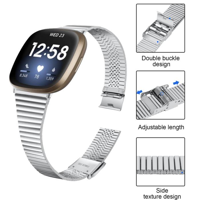 Bild 5,  Fitbit Versa 4/Sense 2 Klockarmband Metall Silver - Teknikhallen.se