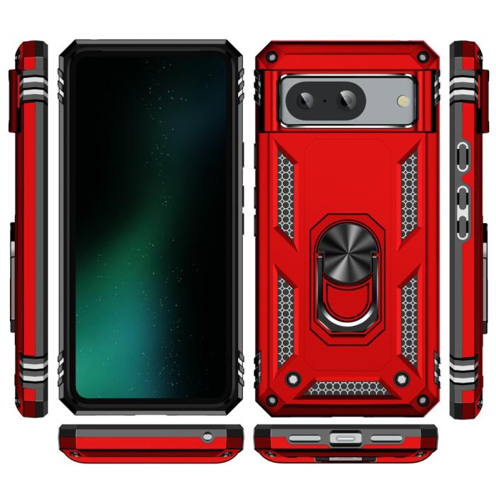 Bild 2,  Google Pixel 8 Skal Armor Ring Hybrid Röd - Teknikhallen.se