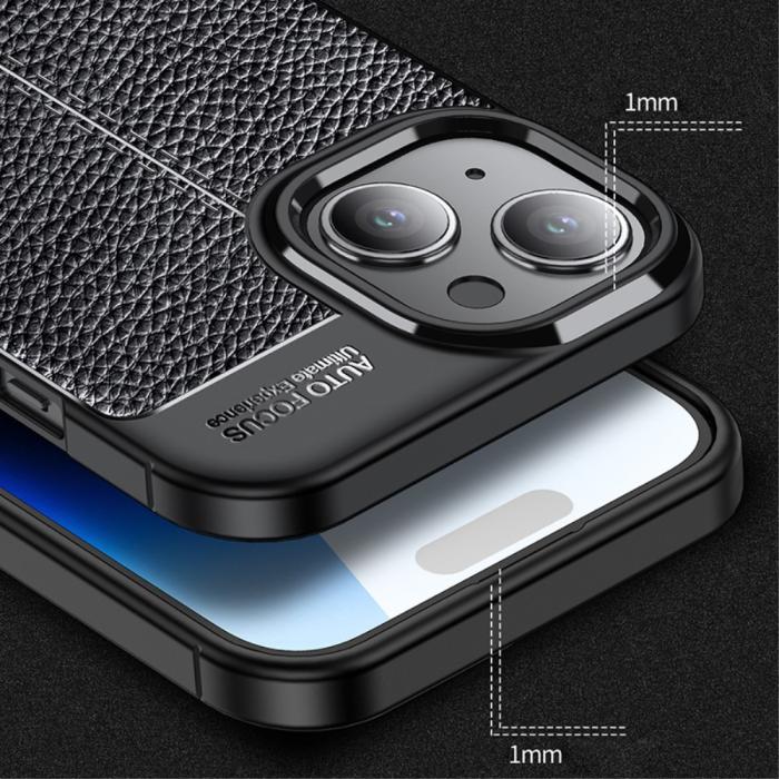 Bild 4,  iPhone 15 Skal Litchi Textur Blå - Teknikhallen.se