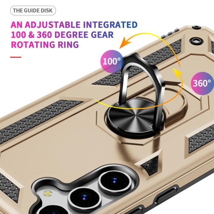 Bild 3,  Samsung Galaxy S25 Skal Armor Ring Hybrid Guld - Teknikhallen.se