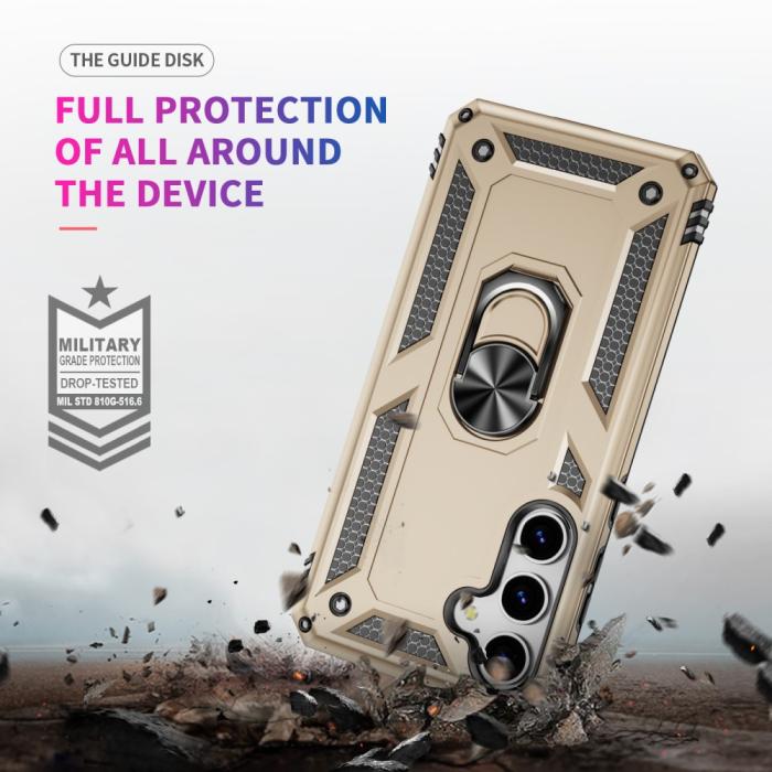 Bild 5,  Samsung Galaxy S25 Skal Armor Ring Hybrid Guld - Teknikhallen.se