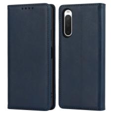  Sony Xperia 10 IV Fodral Flip L&auml;der M&ouml;rk Bl&aring; - Teknikhallen.se