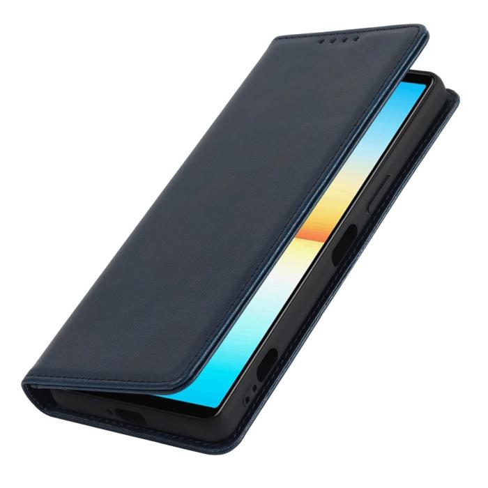 Bild 5,  Sony Xperia 10 IV Fodral Flip Läder Mörk Blå - Teknikhallen.se