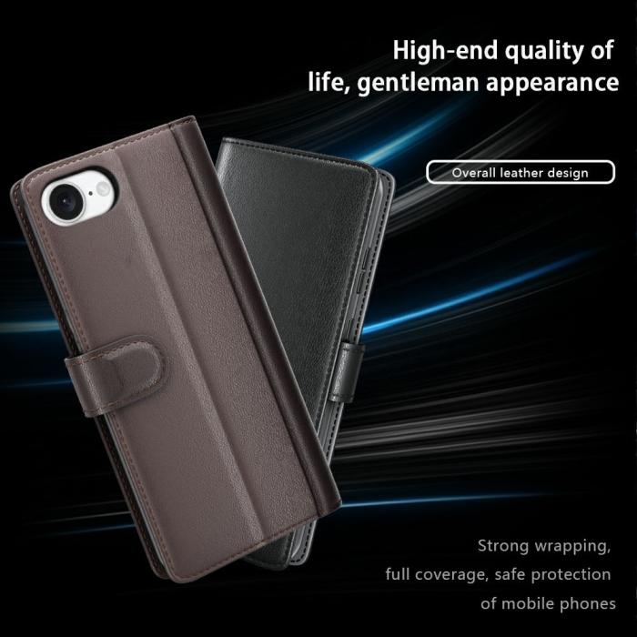 Bild 4,  iPhone 17e / 16e Fodral Premium Äkta Läder Svart - Teknikhallen.se