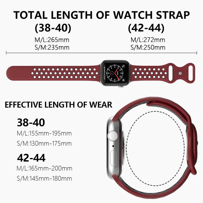 Bild 4, ColorPop Sportarmband Dual-Color Apple Watch 42/41/40/38 mm (M/L) Vinröd/Svart - Teknikhallen.se
