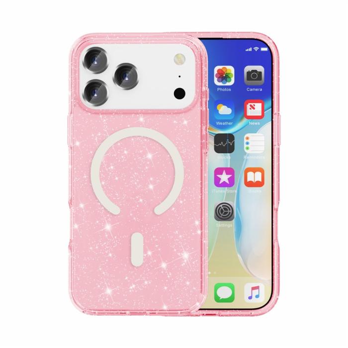 Bild 5,  iPhone 17 Pro Max Skal MagSafe Glitter Rosa - Teknikhallen.se