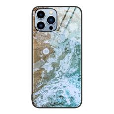  iPhone 15 Pro Skal Marmor H&auml;rdat Glas Beach - Teknikhallen.se
