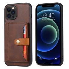  iPhone 12 / 12 Pro - L&auml;der Skal Med Kortfack - Brun - Teknikhallen.se
