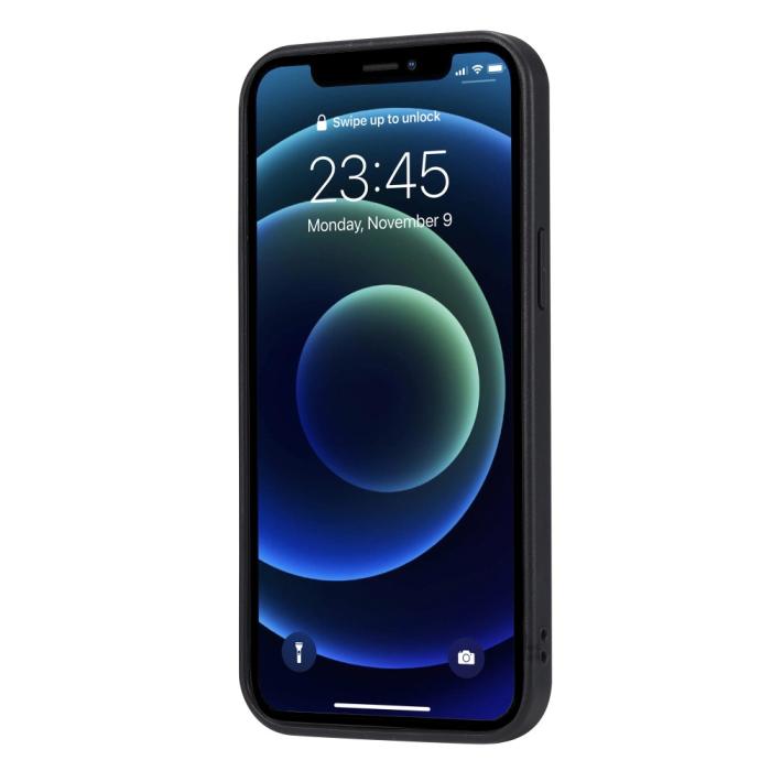 Bild 3,  iPhone 12 / 12 Pro - Läder Skal Med Kortfack - Brun - Teknikhallen.se