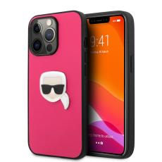 Karl Lagerfeld Karl Lagerfeld iPhone 13 Pro Max Skal PU L&auml;der Karl Head Rosa - Teknikhallen.se