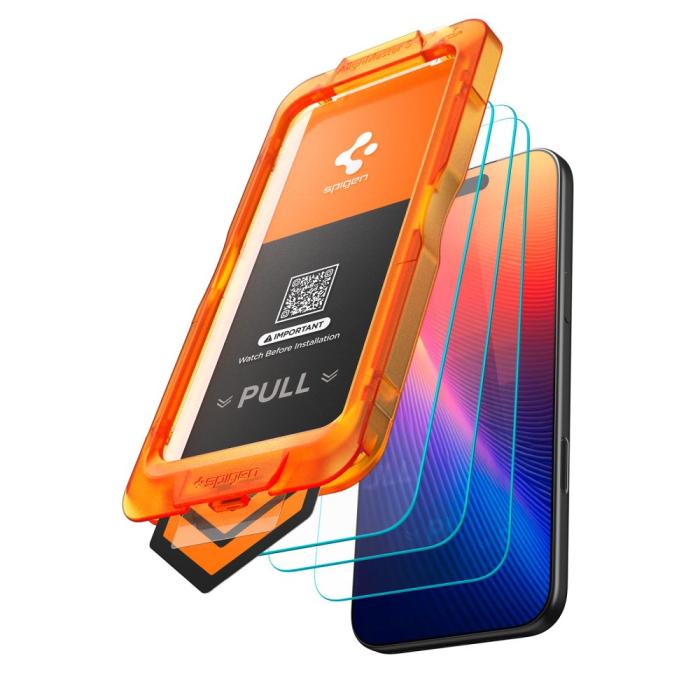 Bild 2, Spigen Spigen iPhone 17 3-PACK Skärmskydd ALM GLAS.tR Härdat Glas - Teknikhallen.se