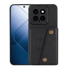  Xiaomi 14 Skal L&auml;der Med Kortfack Och Magnet Svart - Teknikhallen.se