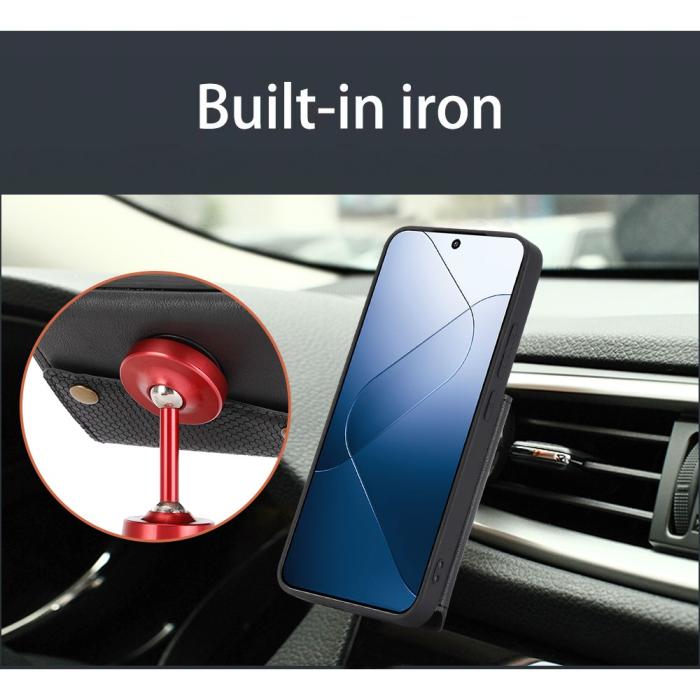 Bild 5,  Xiaomi 14 Skal Läder Med Kortfack Och Magnet Svart - Teknikhallen.se