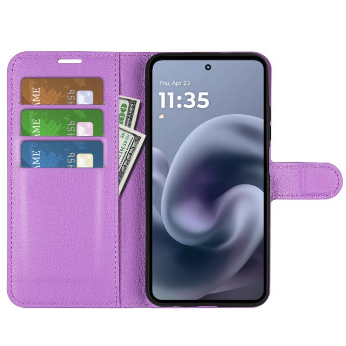 Bild 5,  Motorola Moto G86 5G Fodral Litchi Läder Lila - Teknikhallen.se