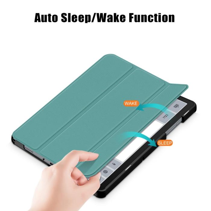 Bild 4,  Samsung Galaxy Tab A9 Plus Fodral Tri-Fold PU Läder Svartgrön - Teknikhallen.se
