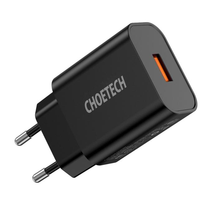 Bild 2, Choetech Choetech 18W PD USB-A Väggladdare Svart - Teknikhallen.se