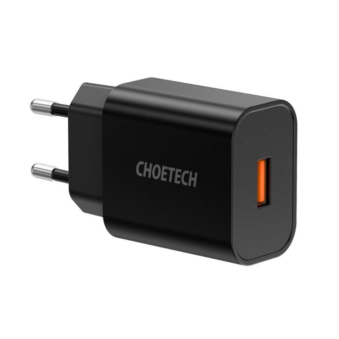 Bild 3, Choetech Choetech 18W PD USB-A Väggladdare Svart - Teknikhallen.se