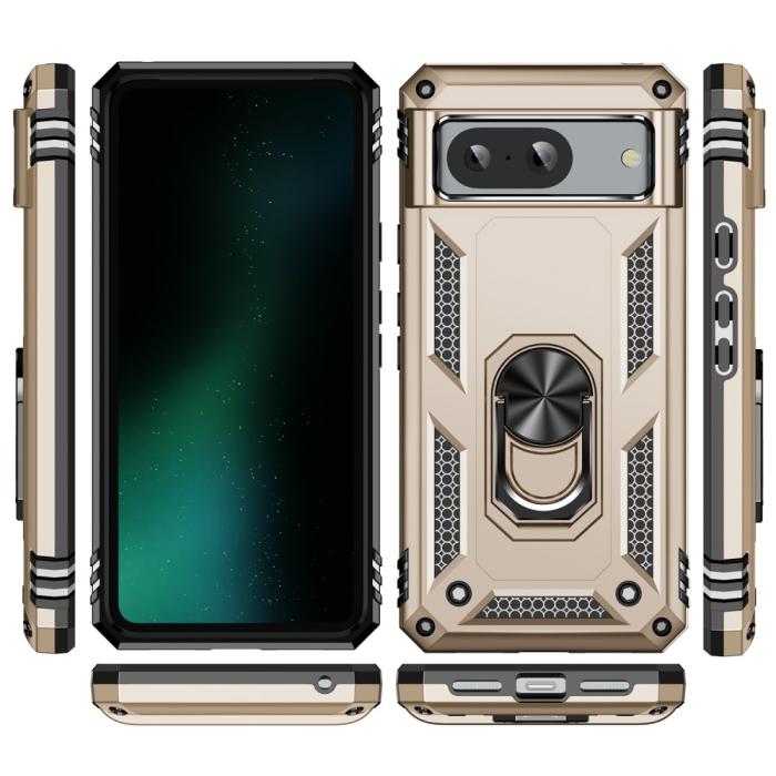 Bild 2,  Google Pixel 8 Skal Armor Ring Hybrid Guld - Teknikhallen.se