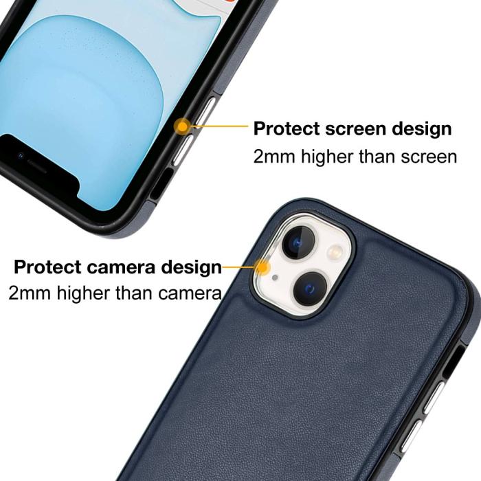 Bild 4,  iPhone 15 Skal Läderbelagt Safirblå - Teknikhallen.se