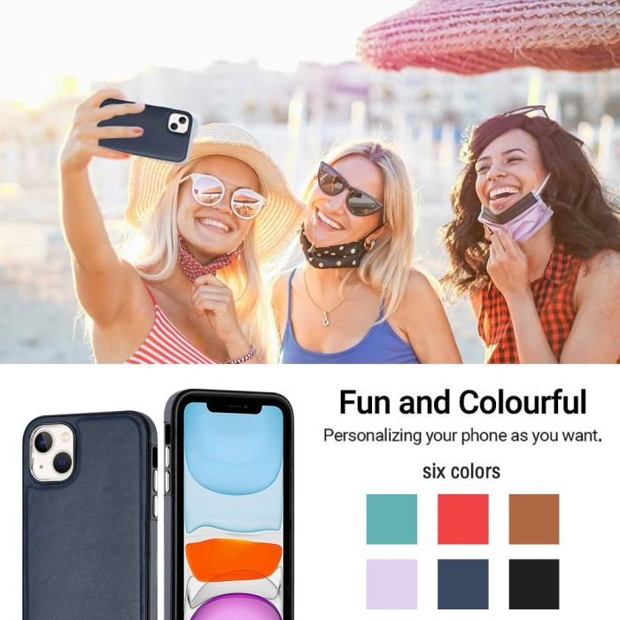 Bild 6,  iPhone 15 Skal Läderbelagt Safirblå - Teknikhallen.se