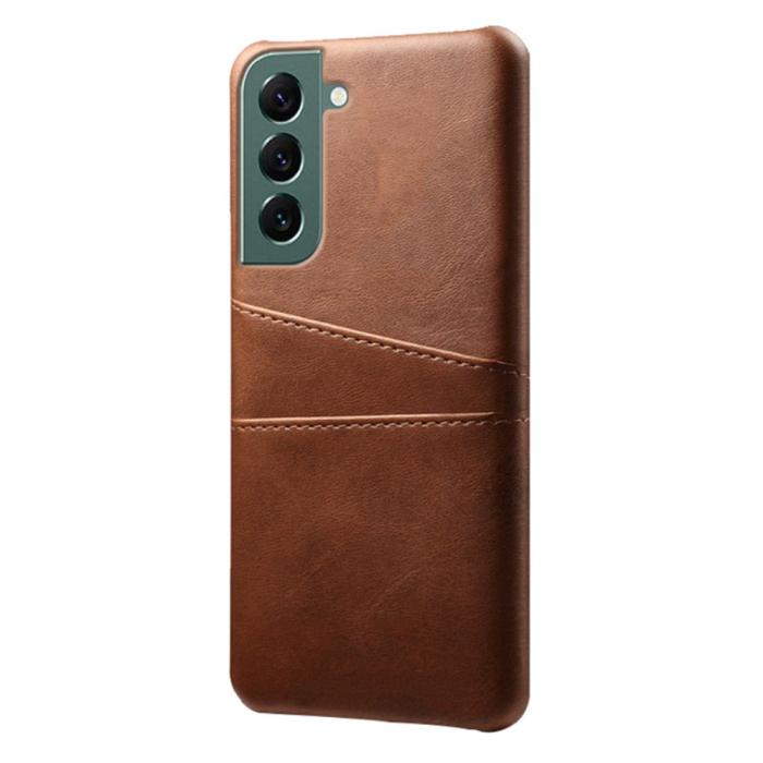 Bild 2,  Samsung Galaxy S24 Läderbelagt Skal Med Kortfack Brun - Teknikhallen.se
