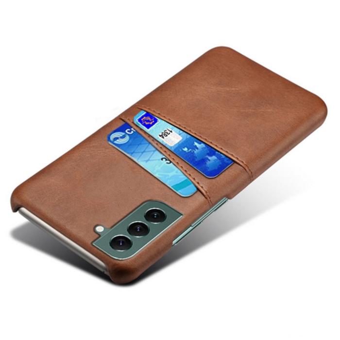 Bild 3,  Samsung Galaxy S24 Läderbelagt Skal Med Kortfack Brun - Teknikhallen.se
