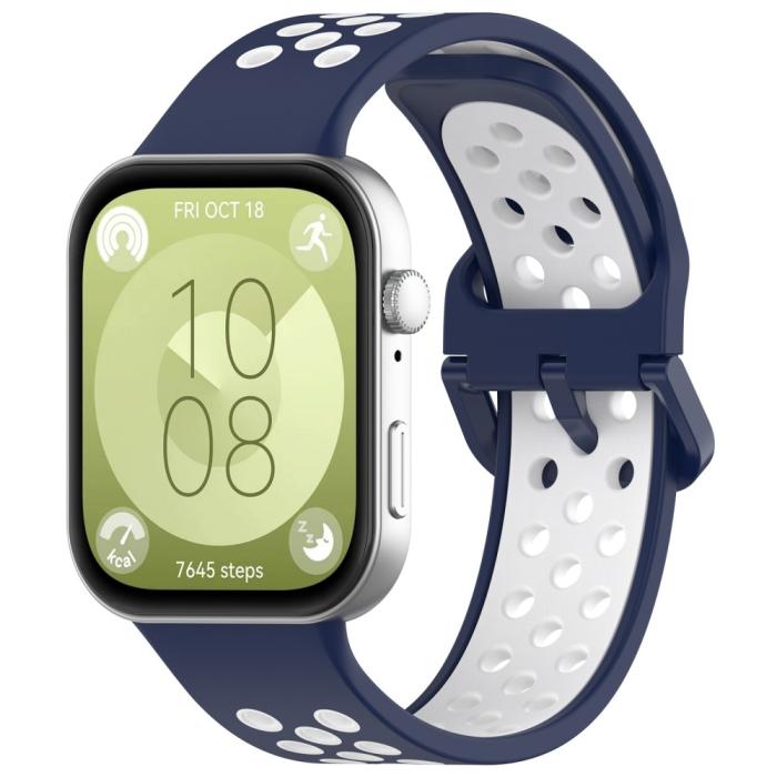 Bild 4,  Huawei Watch Fit 3 Sportarmband Dual-Color Mörkblå/Vit - Teknikhallen.se