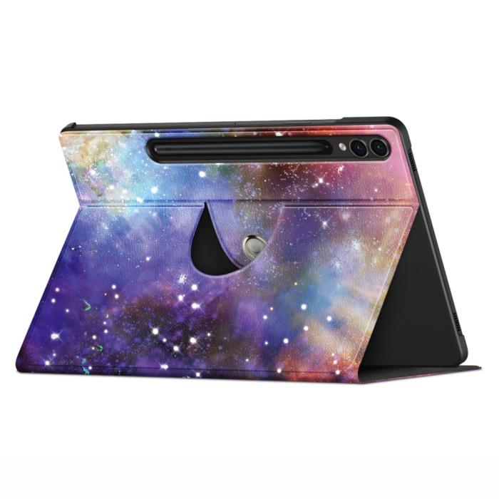 Bild 3,  Galaxy Tab S9 Plus Fodral 360° Rotation Läder Cosmic Space - Teknikhallen.se