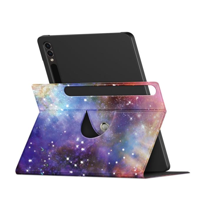 Bild 4,  Galaxy Tab S9 Plus Fodral 360° Rotation Läder Cosmic Space - Teknikhallen.se