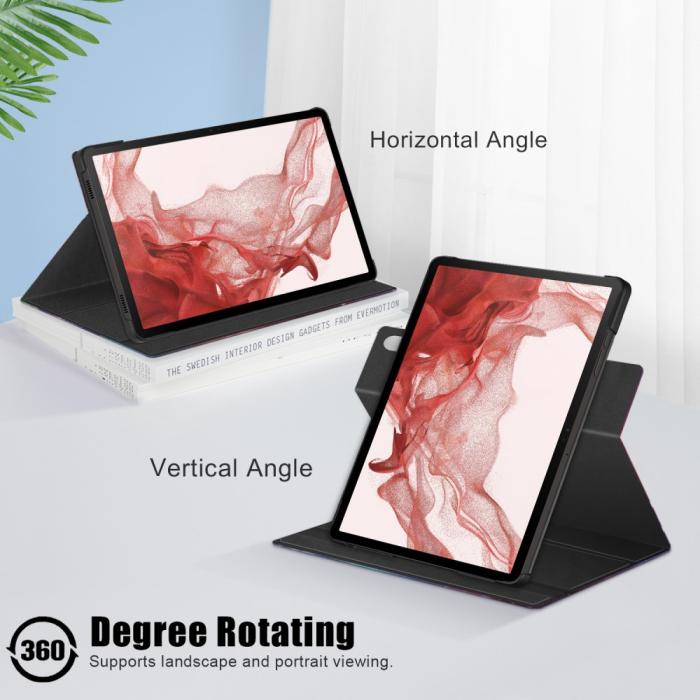 Bild 5,  Galaxy Tab S9 Plus Fodral 360° Rotation Läder Cosmic Space - Teknikhallen.se